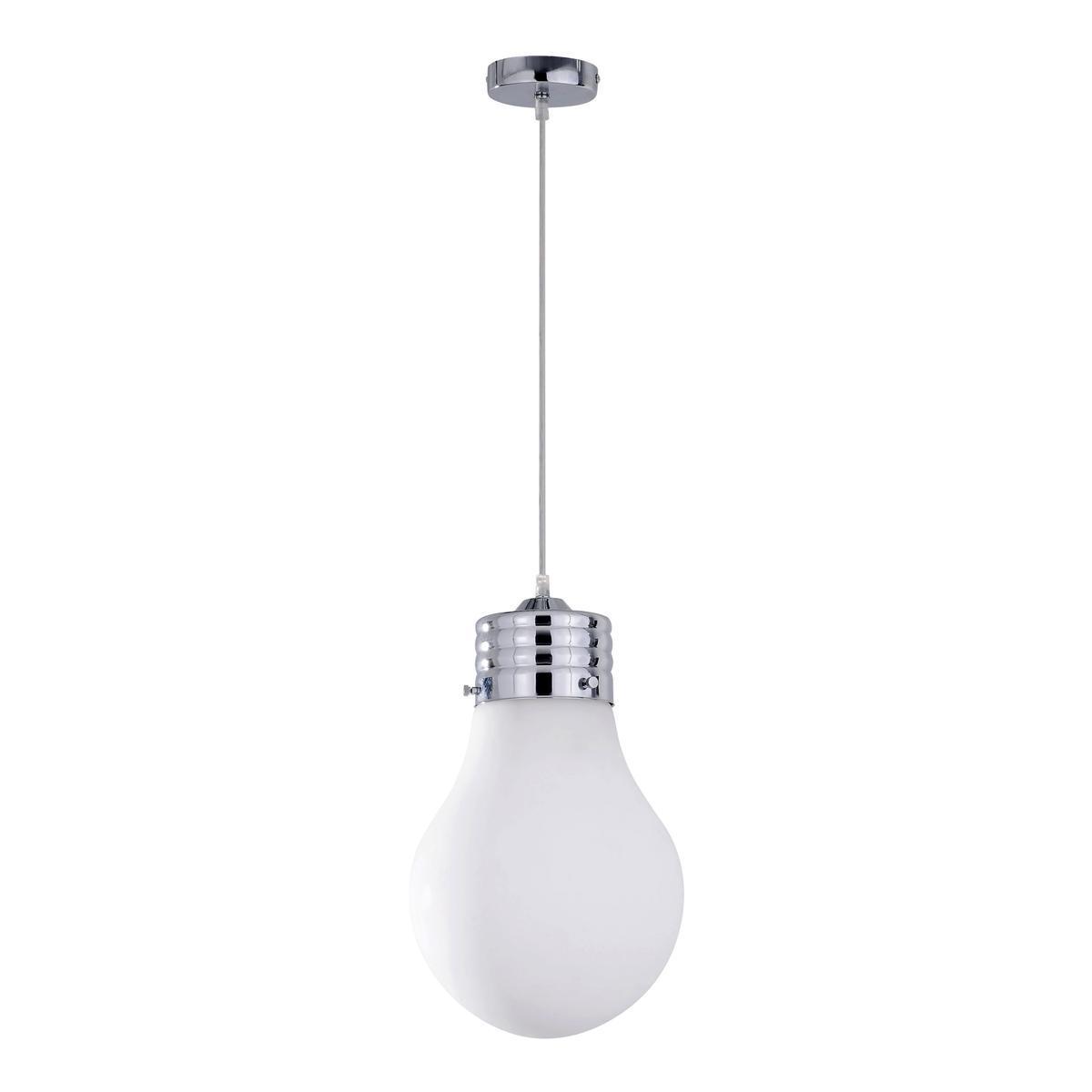 Ampoule en suspension - Acier - Ø 56 x H 51 cm - Blanc