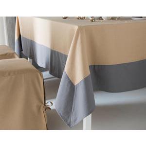 Nappe bicolore - 100 % coton - 150 x 250 cm - Gris et blanc