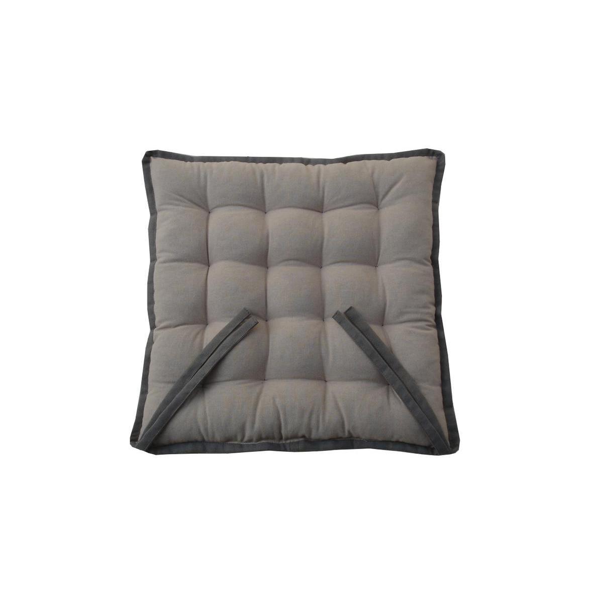 Galette de chaise bicolore - Coton - 40 x 40 cm - Gris