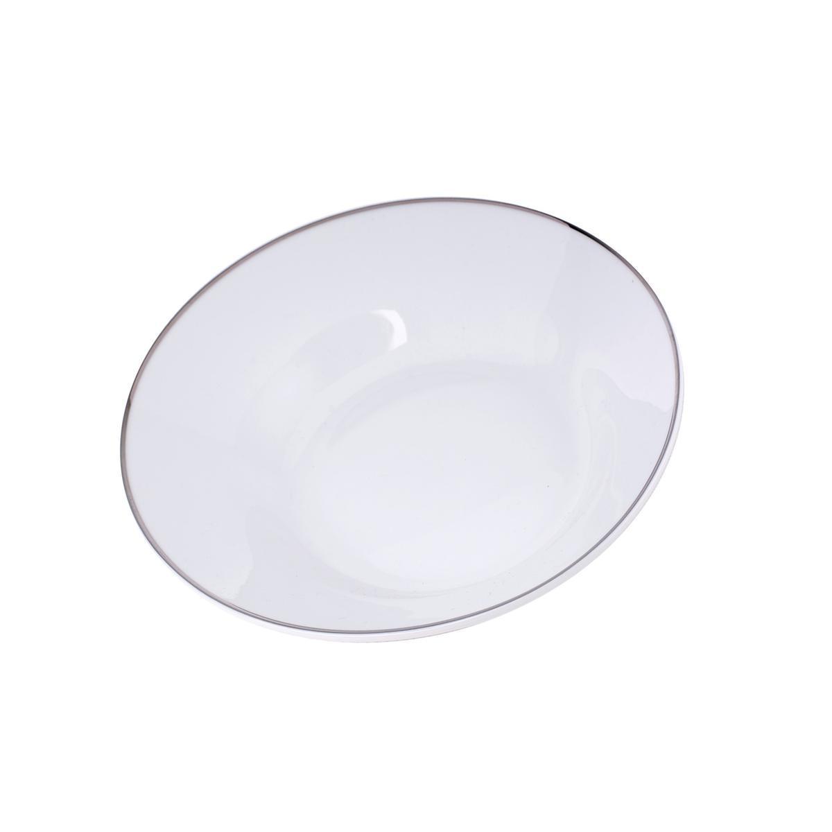 Assiette creuse filet argenté - Porcelaine - Diamètre 20 cm - Blanc