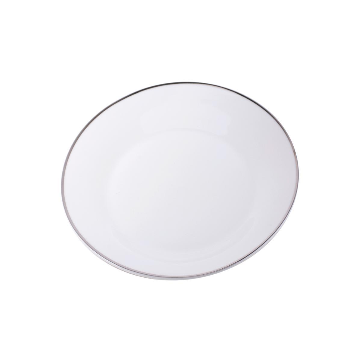 Assiette à dessert filet argenté - Porcelaine - Diamètre 19 cm - Blanc