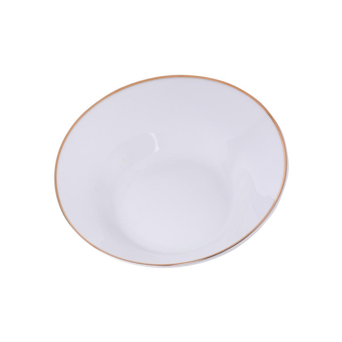Assiette creuse filet doré - Porcelaine - Diamètre 20 cm - Blanc