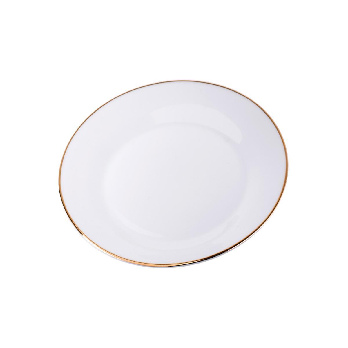Assiette à dessert filet doré - Porcelaine - Diamètre 19 cm - Blanc