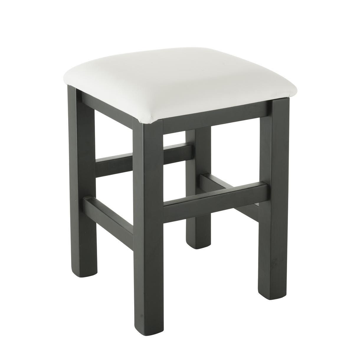 Tabouret - Panneaux de particules - 30 x 30 x H 43 cm - Noir et blanc