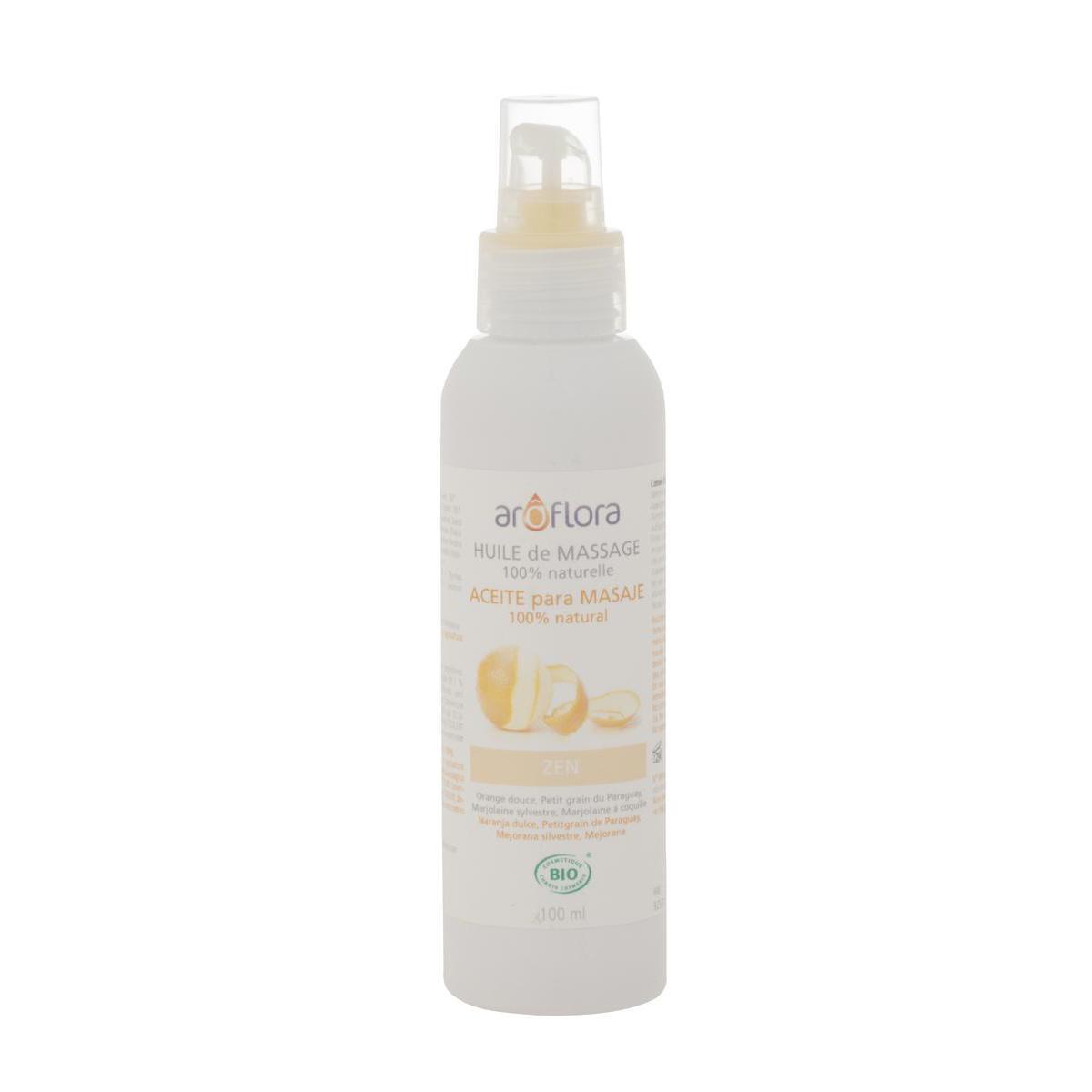 Huile de massage zen - Plastique - 100 ml - Blanc, orange et vert