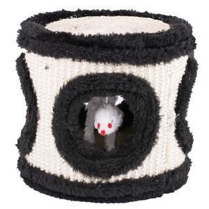 Grattoir chat - Sisal, polyester et MDF - Ø 17 x H 17 cm - Noir et blanc