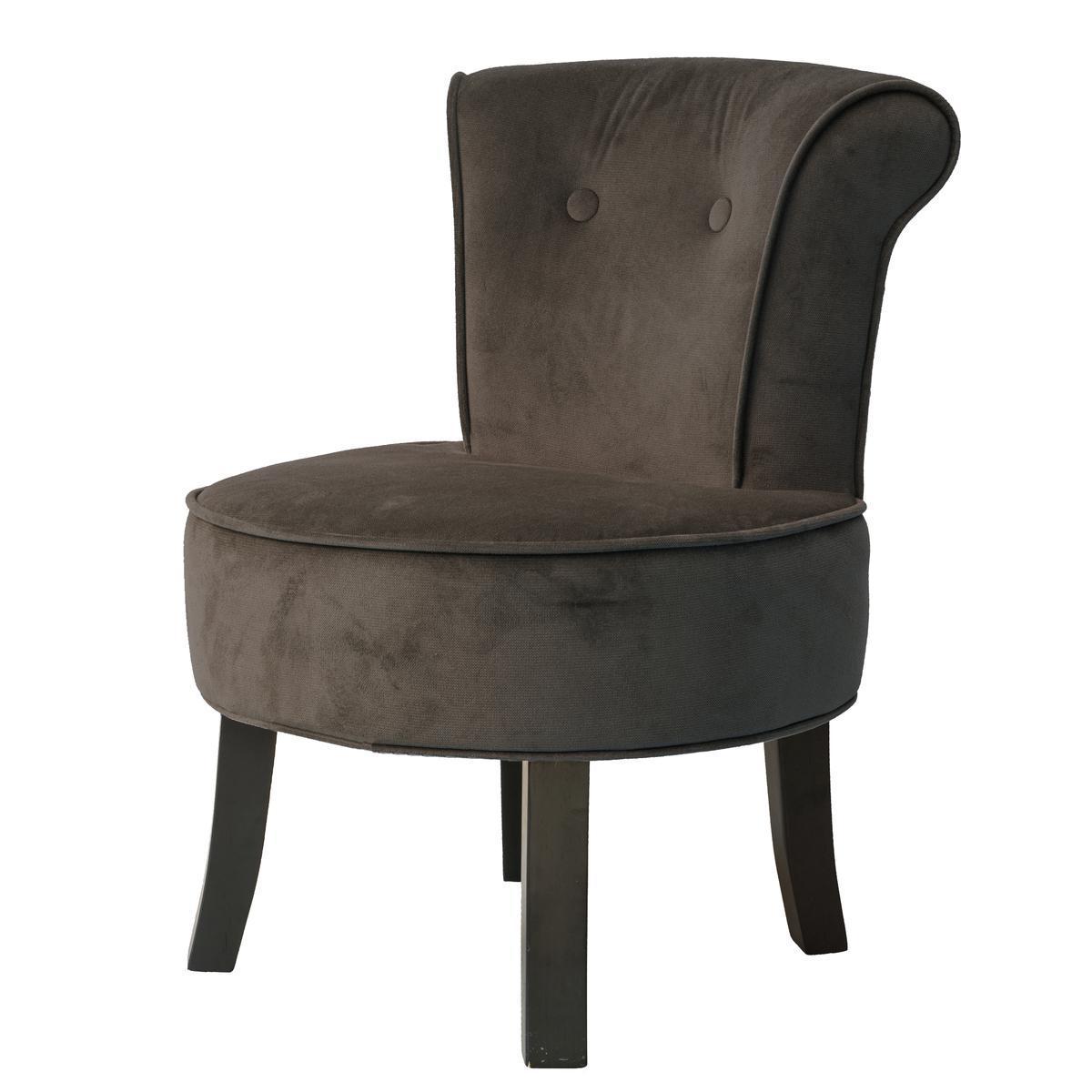 Petit fauteuil crapaud - Pin et polyester - 44 x 47 x H 60 cm - Marron taupe