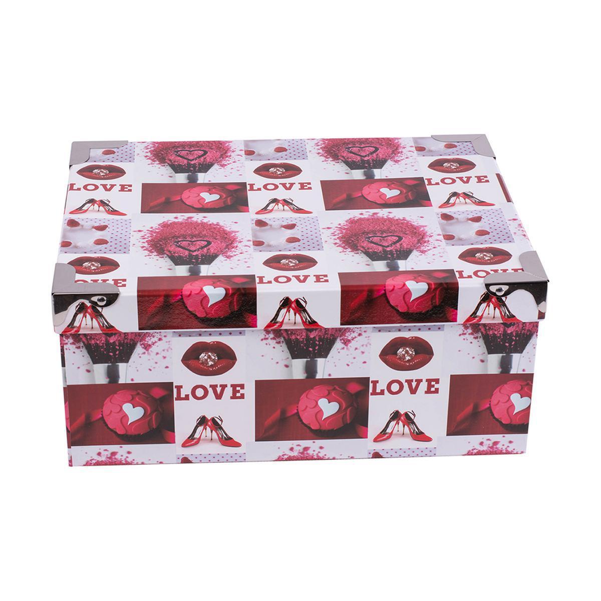 Boîte Love - Carton - 39,5 x 29,5 x H 16,5 cm - Multicolore