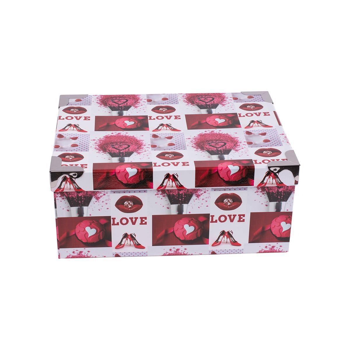 Boîte Love - Carton - 34 x 25,5 x H 14,5 cm - Multicolore