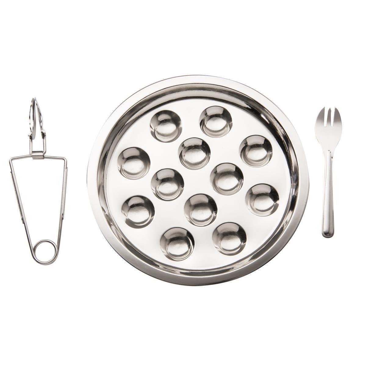 Coffret à escargots - Inox - 46,5 x 235,5 x H 21,5 cm - Gris