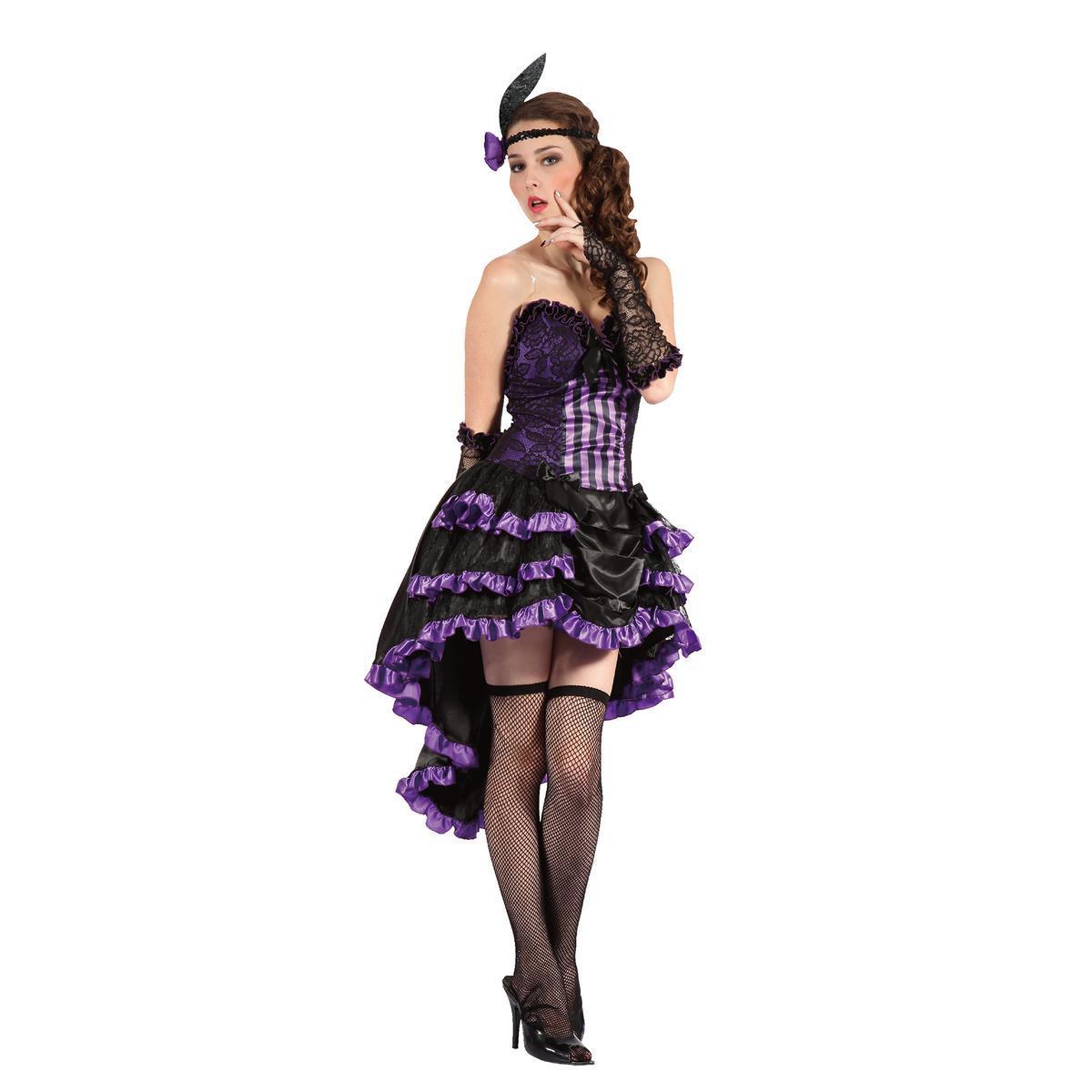 Déguisement fille de saloon - Polyester - Taille adulte - Violet et noir