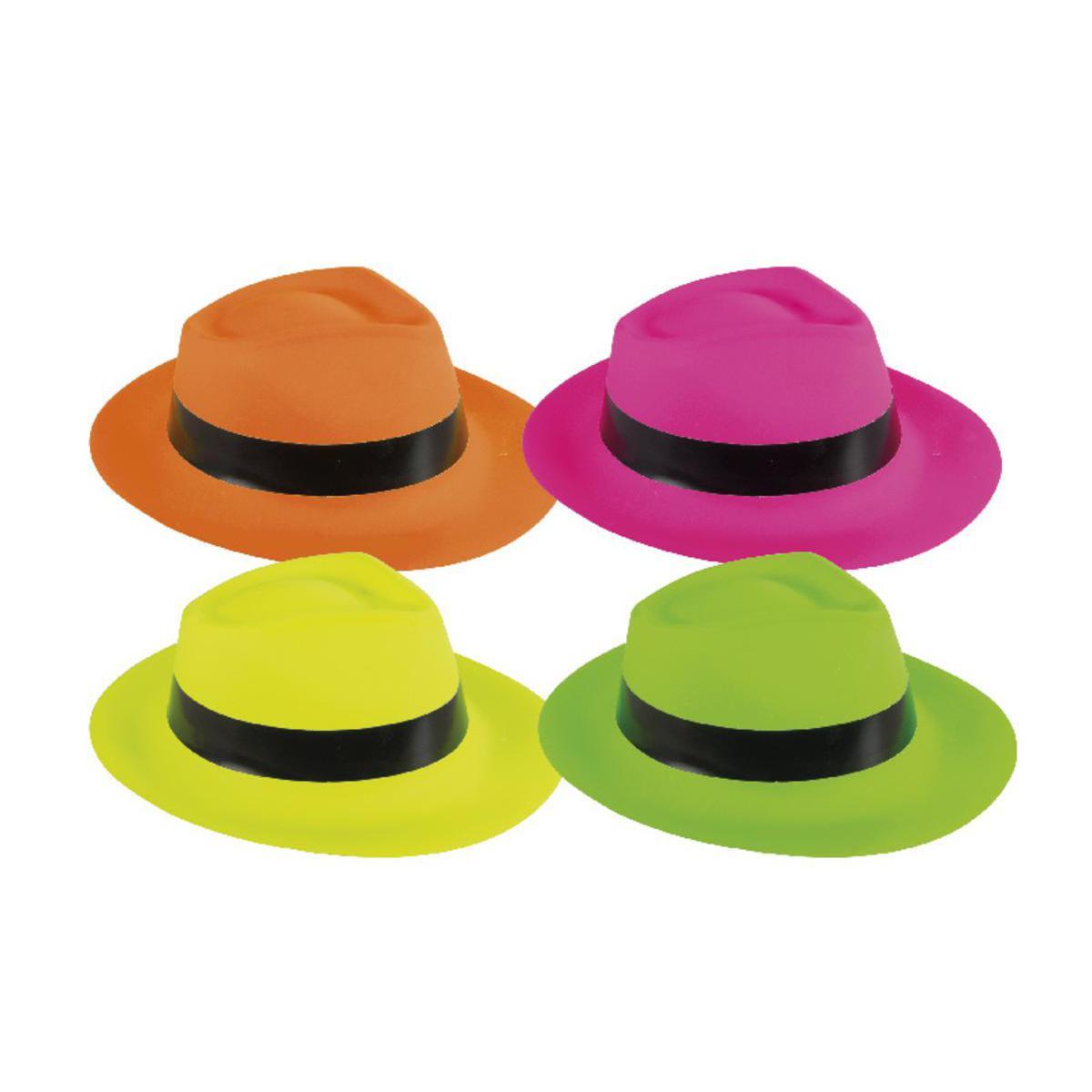 Chapeau Al Capone adulte en plastique - 29,5 x 24,5 x H 10 cm - Multicolore