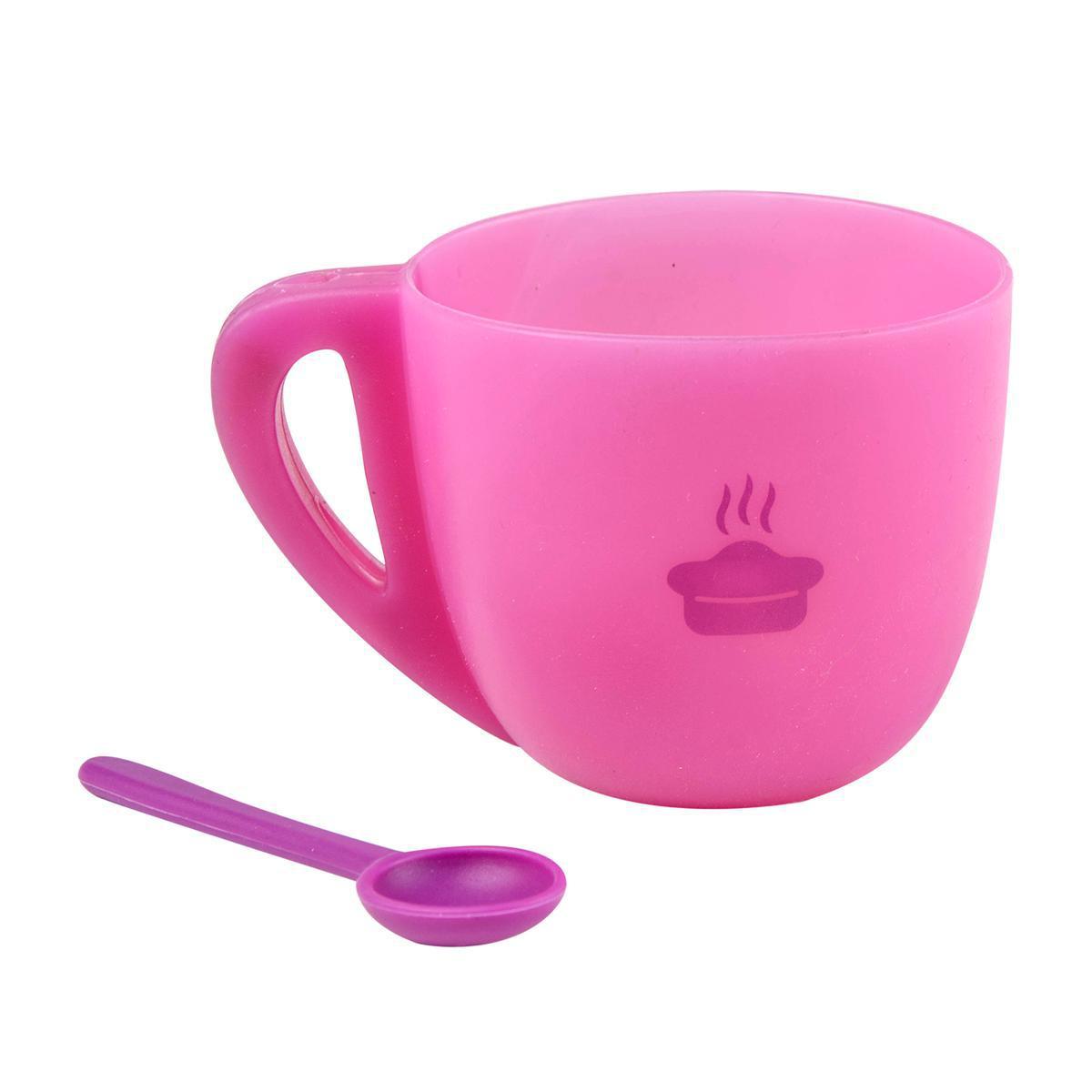 Cake mug + cuillère - Silicone - 12,5 x 8,7 x H 7,5 cm - Rose