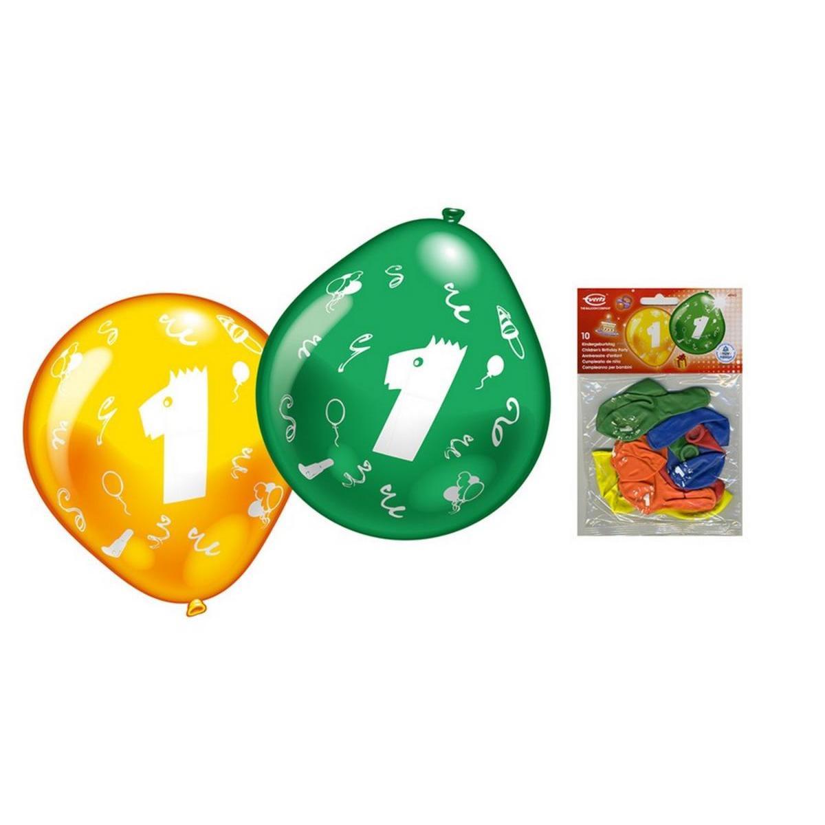 10 ballons chiffre 1 - ø 25 cm