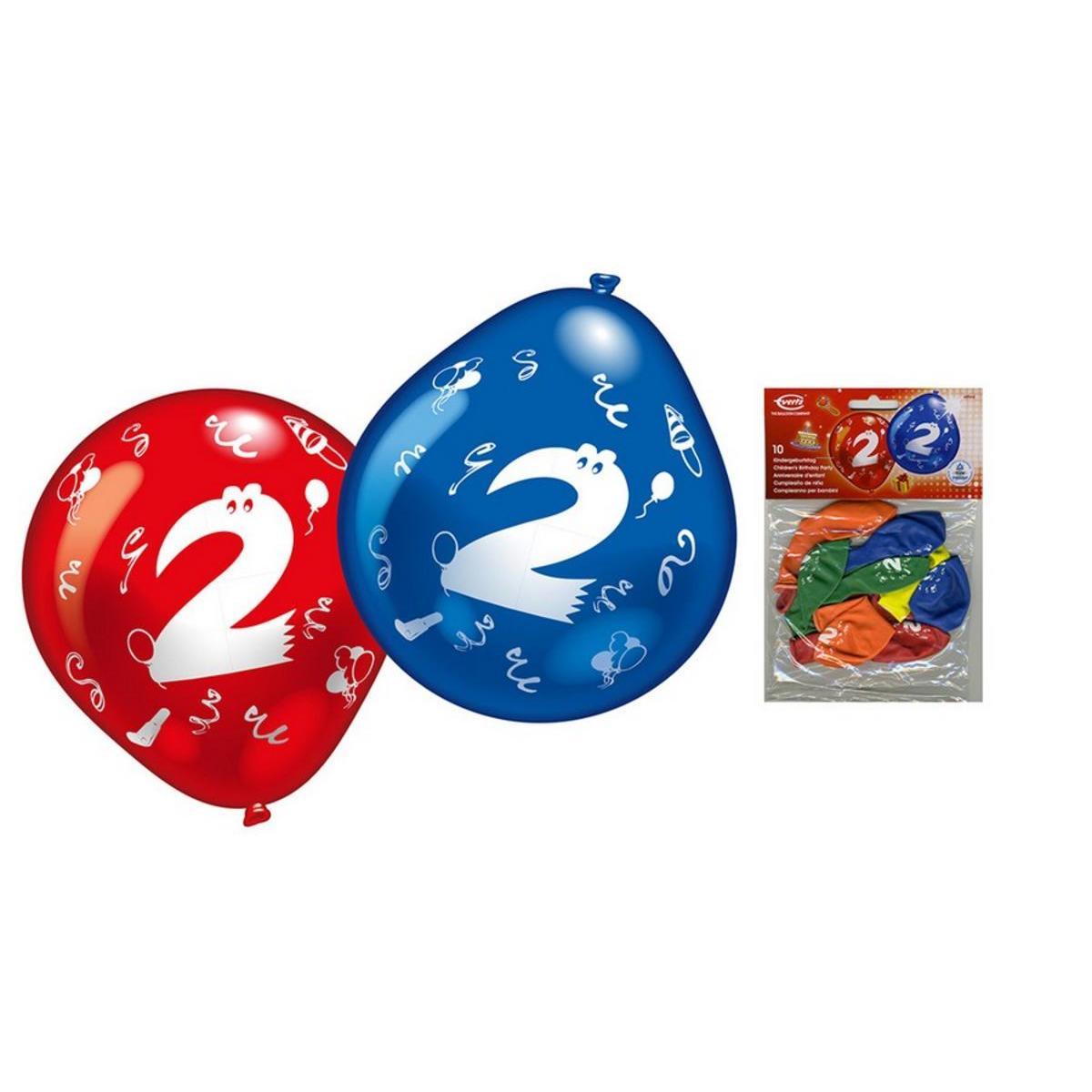 10 ballons chiffre 2 - ø 25 cm