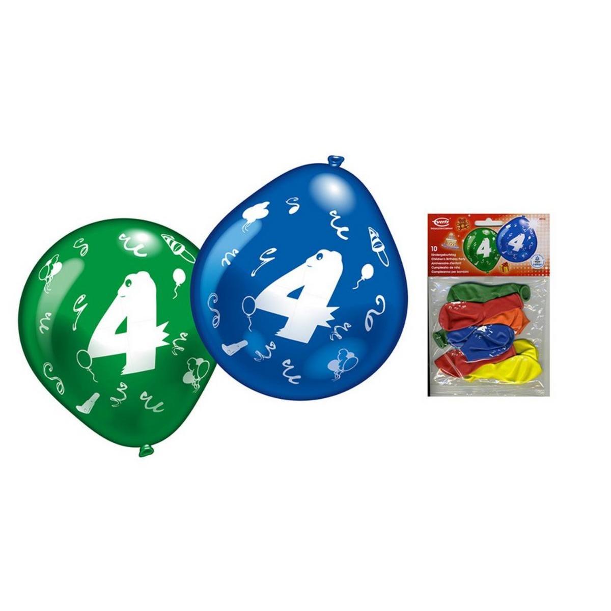 10 ballons chiffre 4 - ø 25 cm