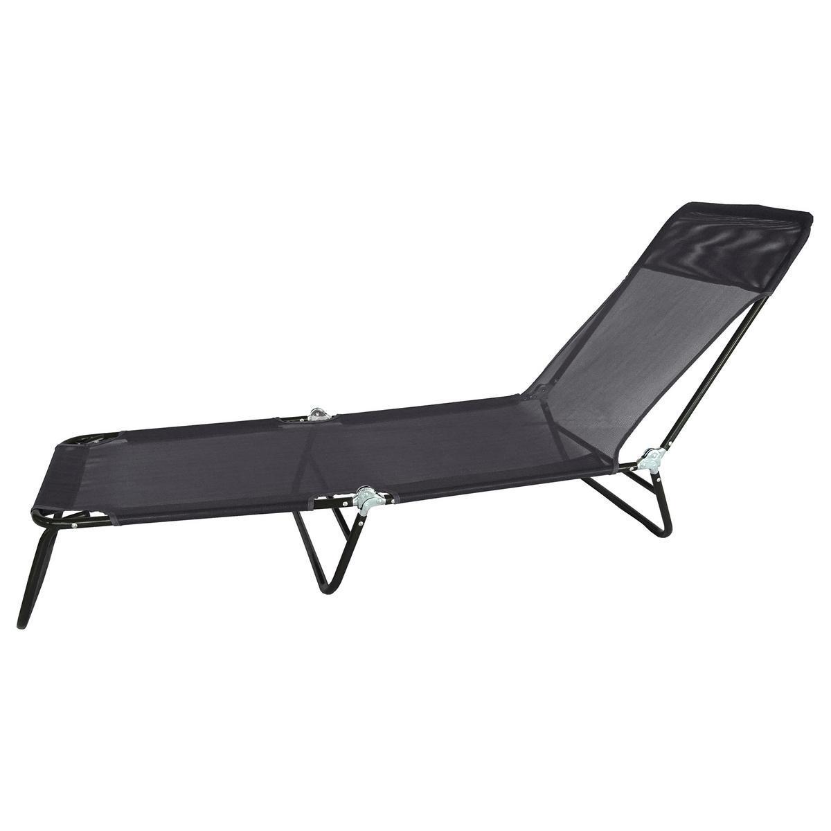 Bain de soleil Tulum pliable - Acier et textilène - 182 x 56 x H 24 cm - Gris