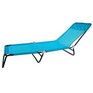 Bain de soeil Tulum pliable - Acier et textilène - 182 x 56 x H 24 cm - Bleu azur