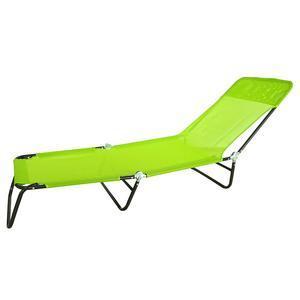 Bain de soleil Tulum pliable - Acier et textilène - 182 x 56 x H 24 cm - Vert anis