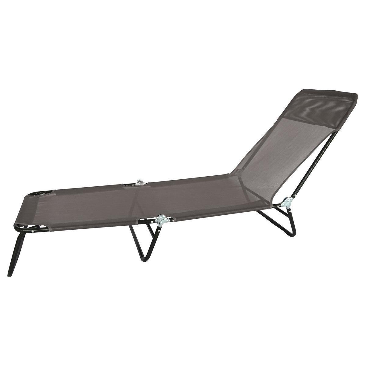 Bain de soeil Tulum pliable - Acier et textilène - 182 x 56 x H 24 cm - Taupe