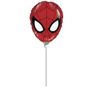 Ballon gonflé sur tige - Mylar - Ø 28 cm - Modèle Spider-man