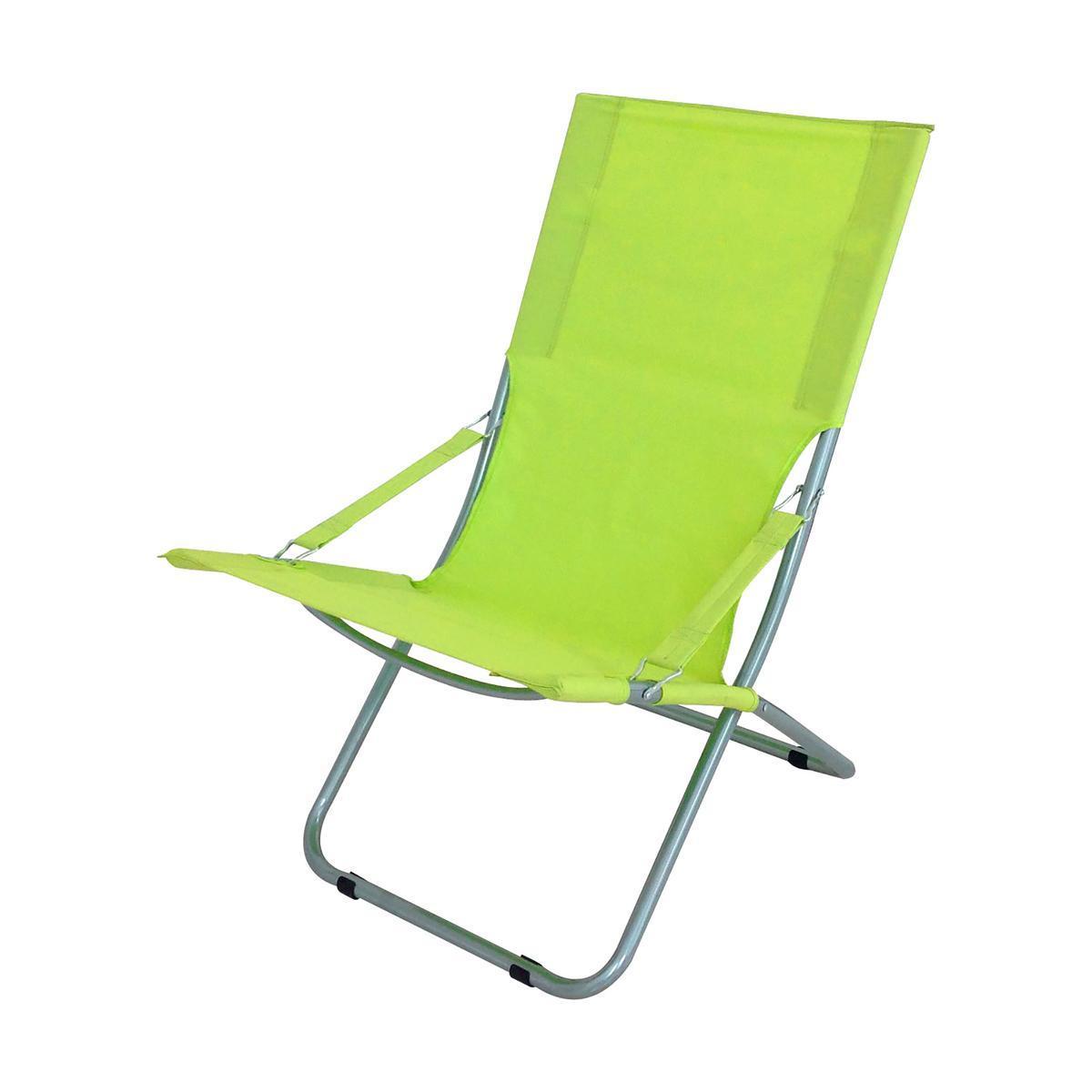 Fauteuil Manta - Coton oxford et acier - 120 x 61 x H 85 cm - Vert