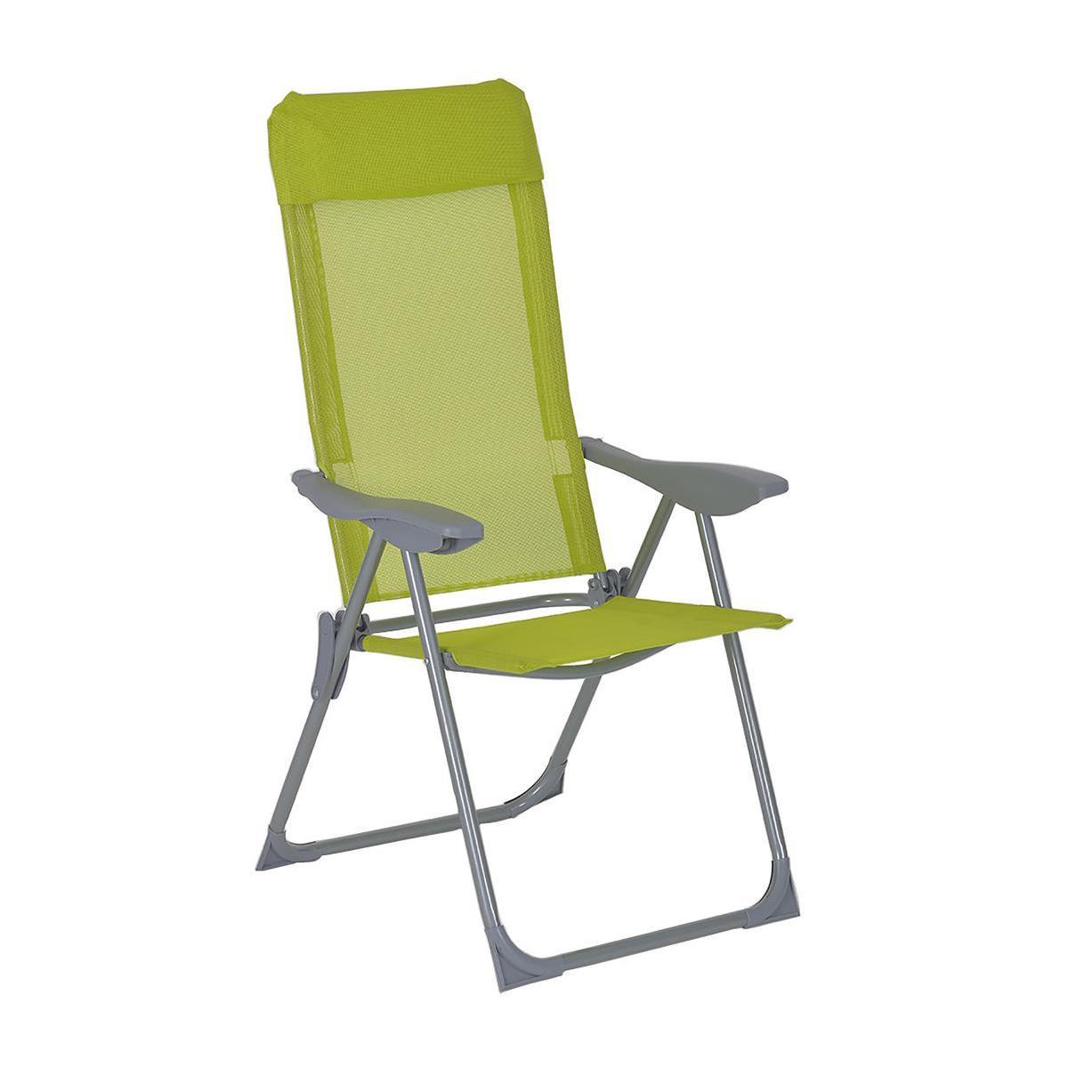 Fauteuil relax - Acier et textilène - 60 x 68 x H 108 cm - Anis