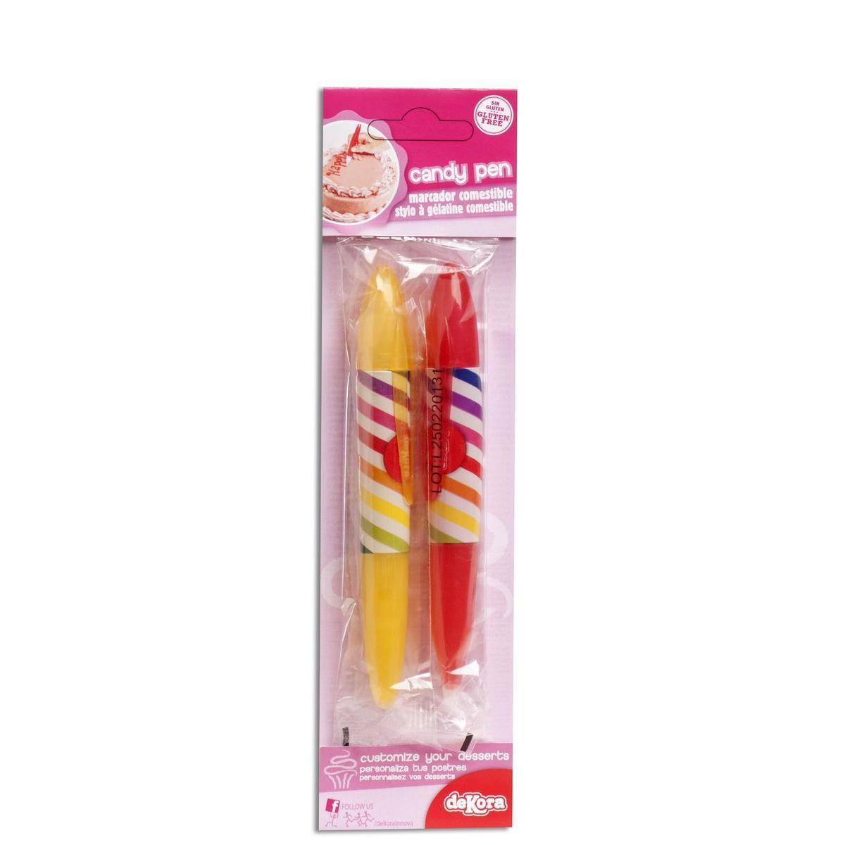 Stylo déco alimentaire - 22 g - Goût fraise et citron