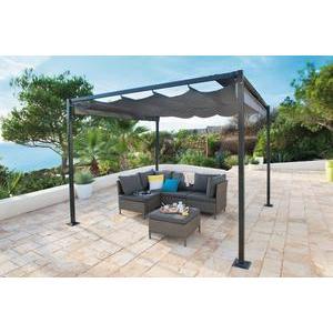 Pergola - Acier, polyester et polyamide - 3 x 3 m - Anthracite