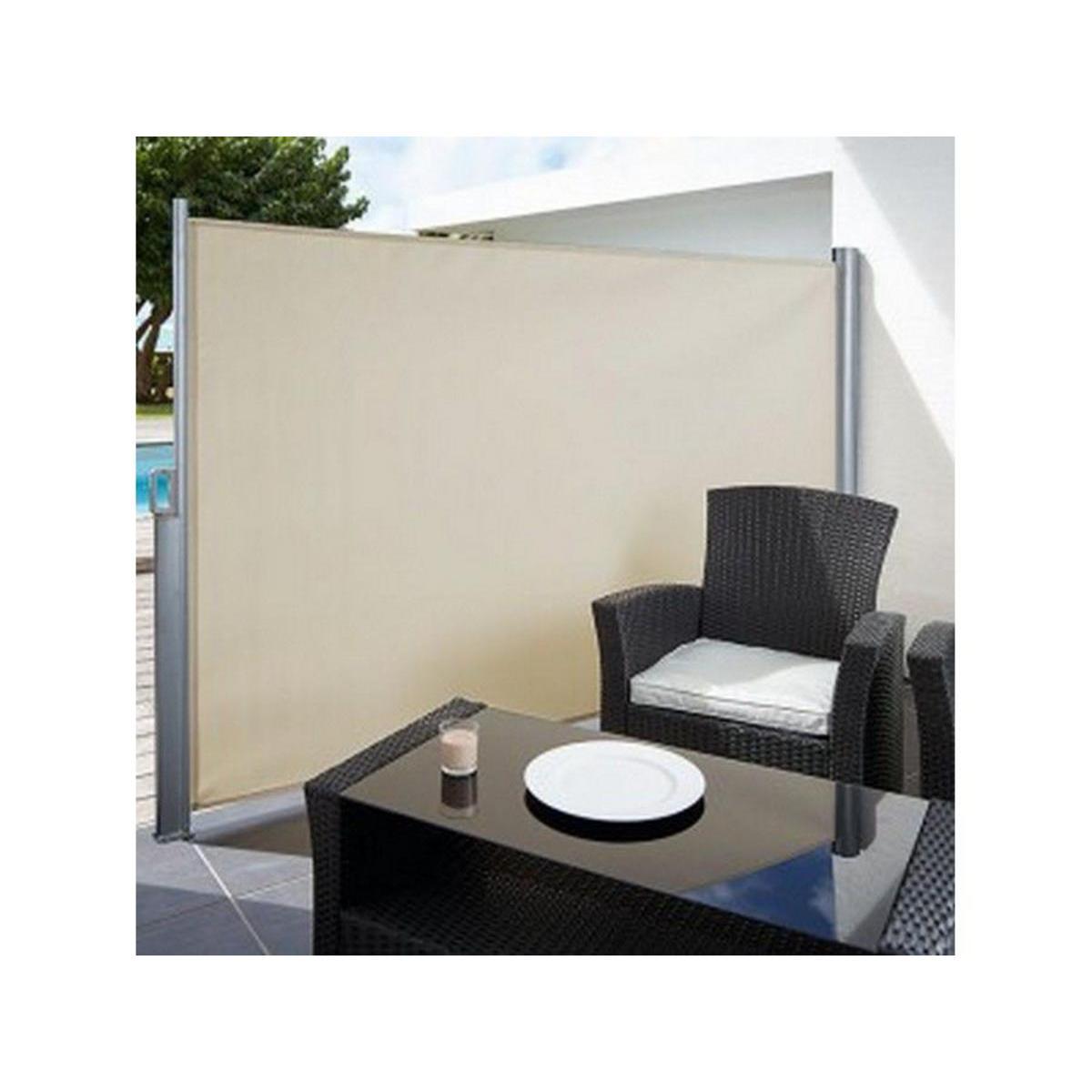 Séparateur terrasse - Aluminium, polyester et polyamide - 3 x H 1,60 m - Ecru