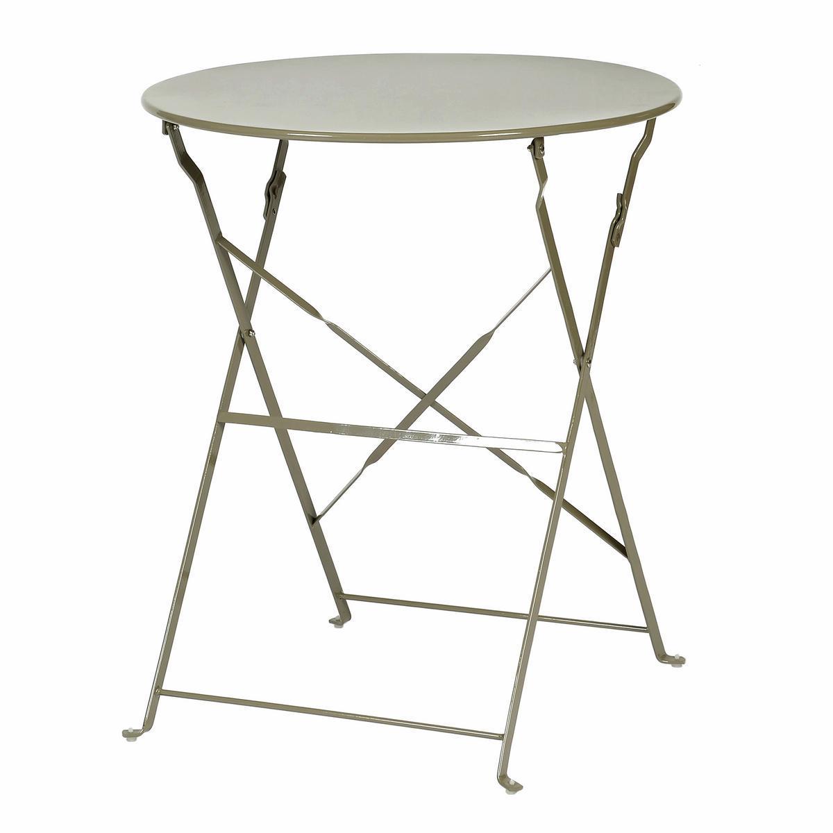 Table pliante DIANA - Acier - Ø 60 cm x H 71 cm - Marron taupe
