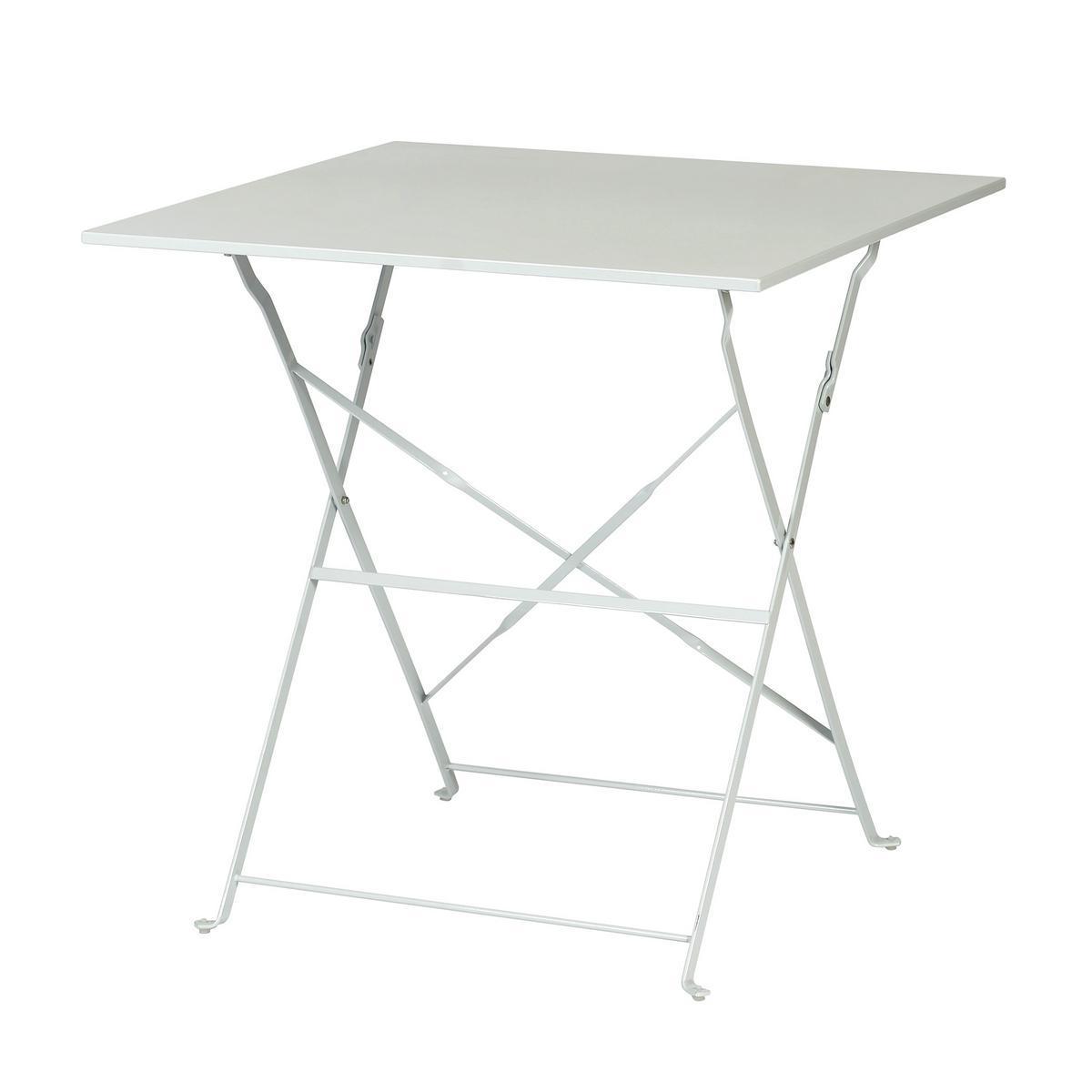 Table pliante JIANIS - Acier - 70 x 70 x H 71 cm - Gris clair