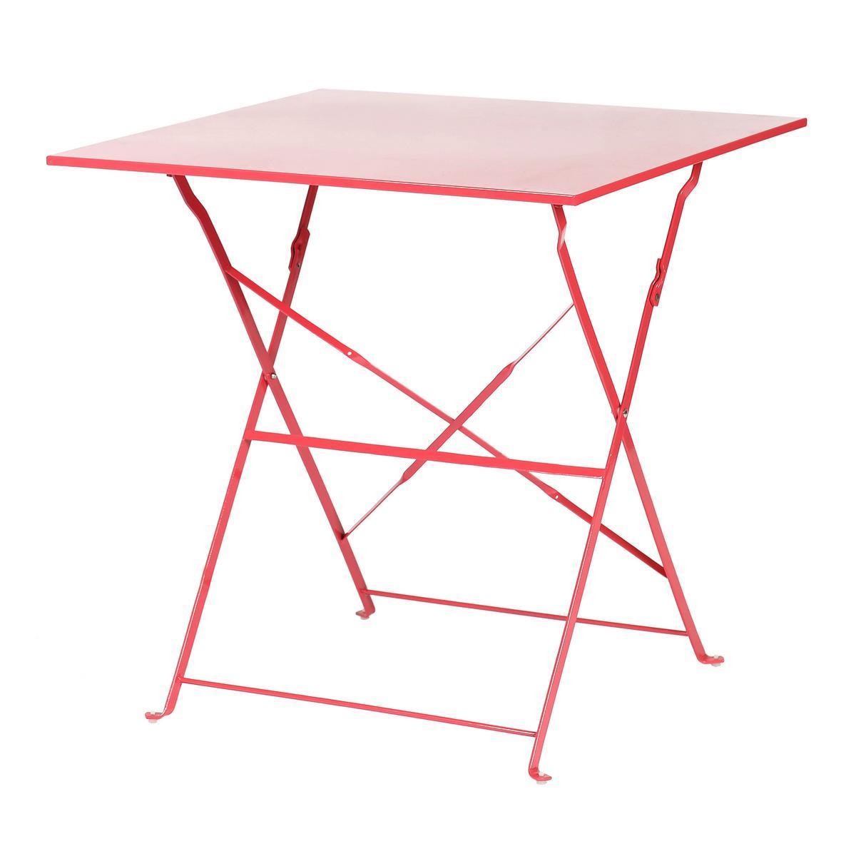 Table pliante JIANIS - Acier - 70 x 70 x H 71 cm - Rose framboise