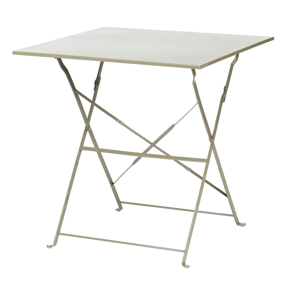 Table pliante JIANIS - Acier - 70 x 70 x H 71 cm - Marron taupe