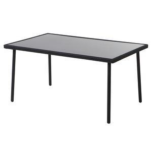 Table Atena - Verre, acier et plastique - 148 x 90 x H 72 cm - Noir
