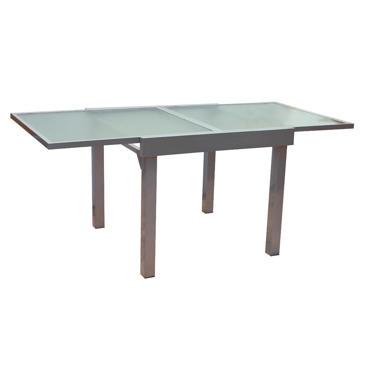 Table de jardin Naomi - Aluminium et Acier - 90 à 180 x 90 x H 75,5 cm - Gris