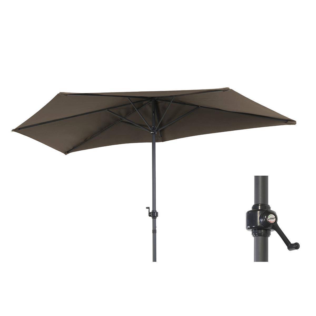 Parasol pour balcon ARES - Mat alu et polyester - Ø 2,5 x H 2,35 m - Marron taupe