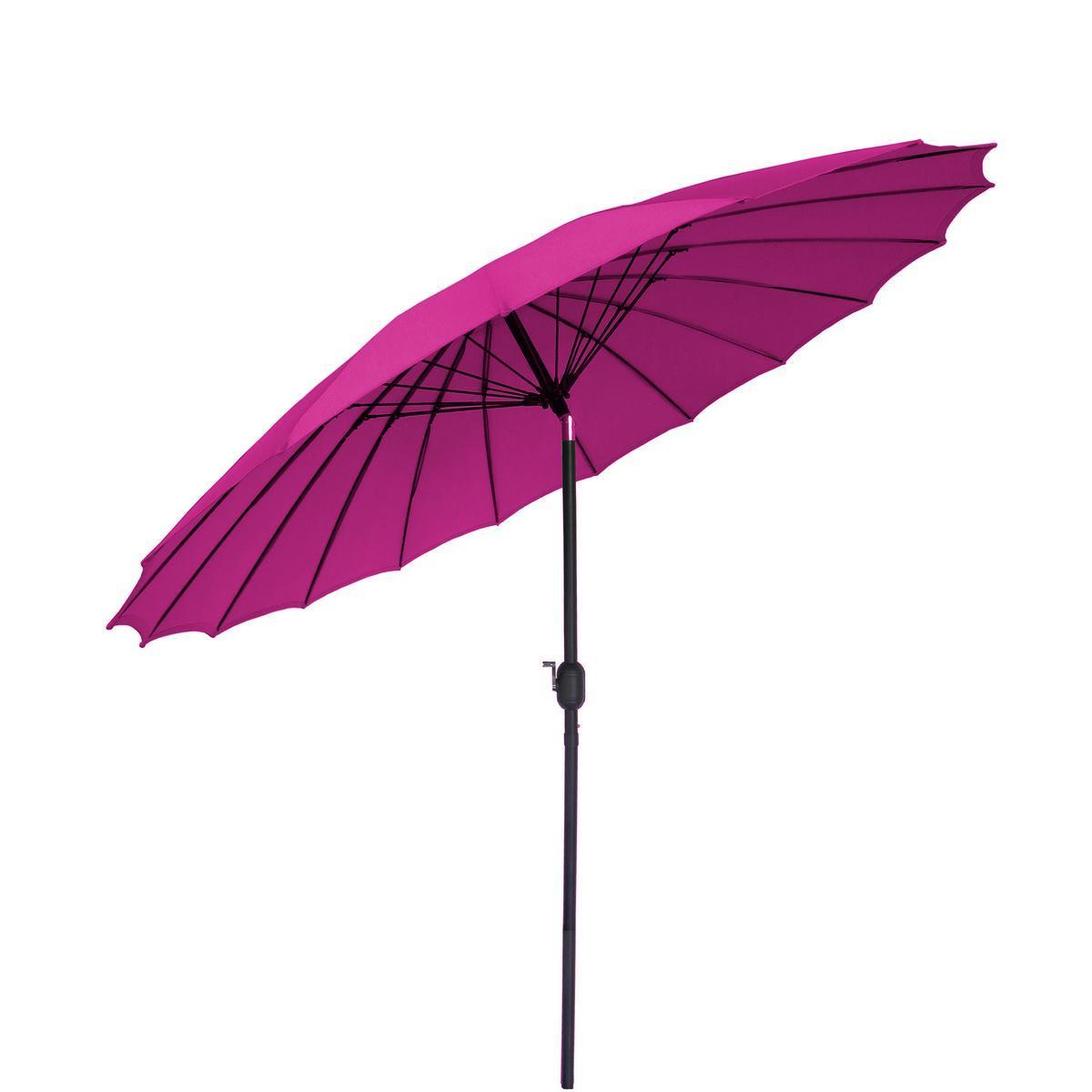 Parasol Maia inclinable - Acier et polyester - Diam 2,7 x H 2,3 m - Rose