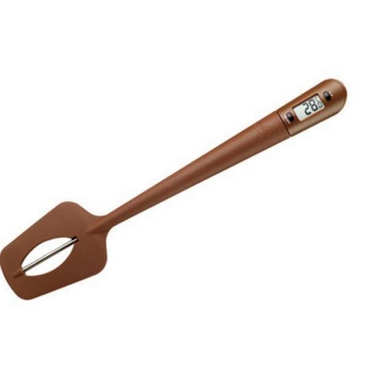 Cuillère thermomètre - Silicone - Marron