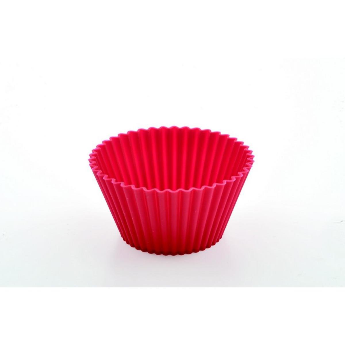 6 moules à cupcake rond - Silicone - Ø 7 cm - Rouge