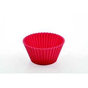 6 moules à cupcake rond - Silicone - Ø 7 cm - Rouge