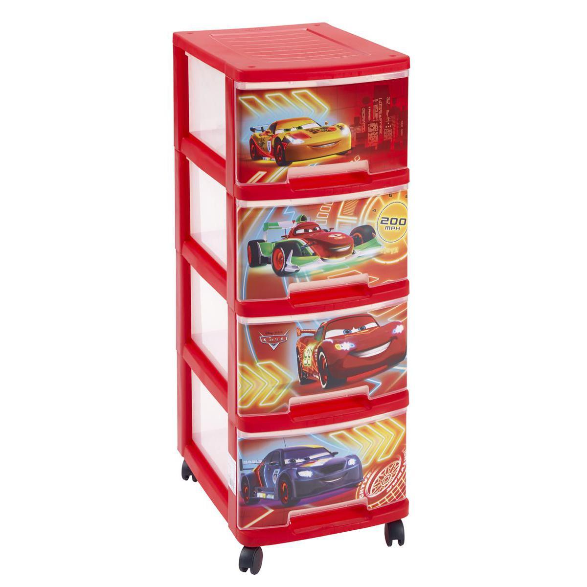 Tour de rangement Cars - Plastique - 26,4 x 35,1 x H 67,5 cm - Multicolore