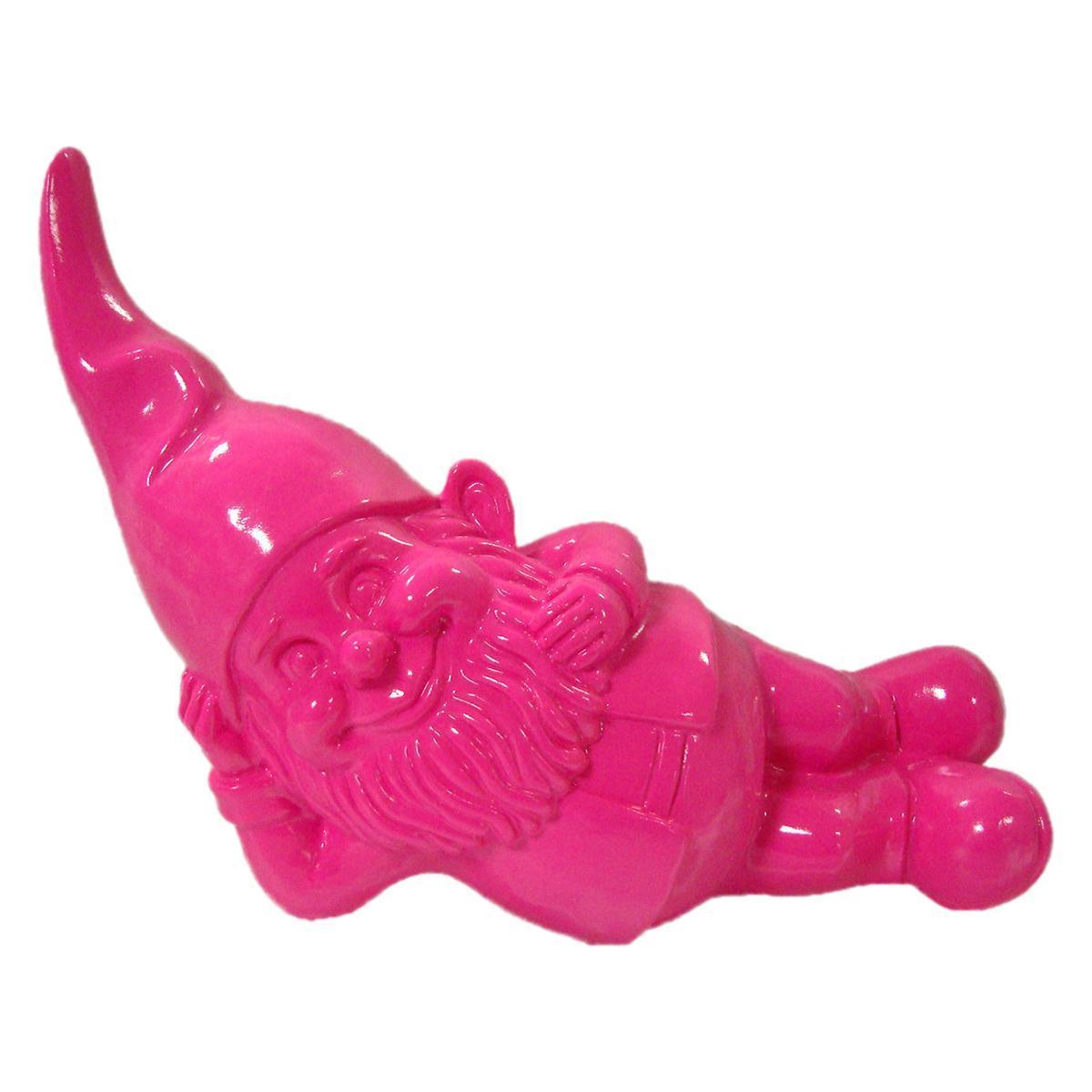 Nain de jardin debout - 25,2 x 10,5 x H 18,2 cm- Rose fuchsia