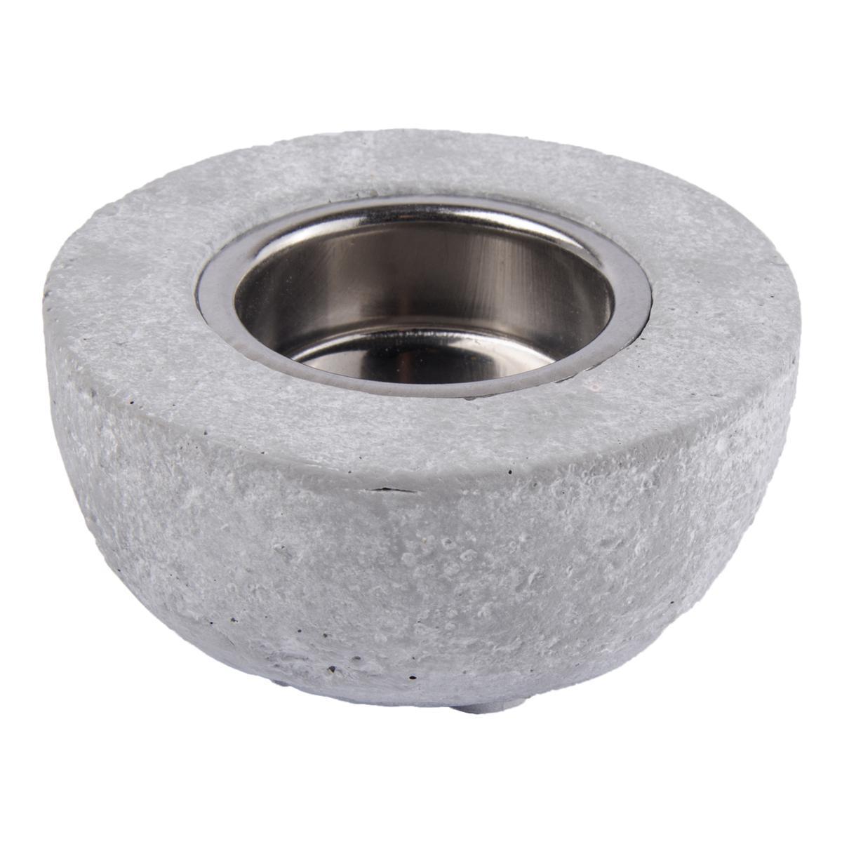 Photophore rond - Ciment - Ø 8,3 x H 4 cm - Gris