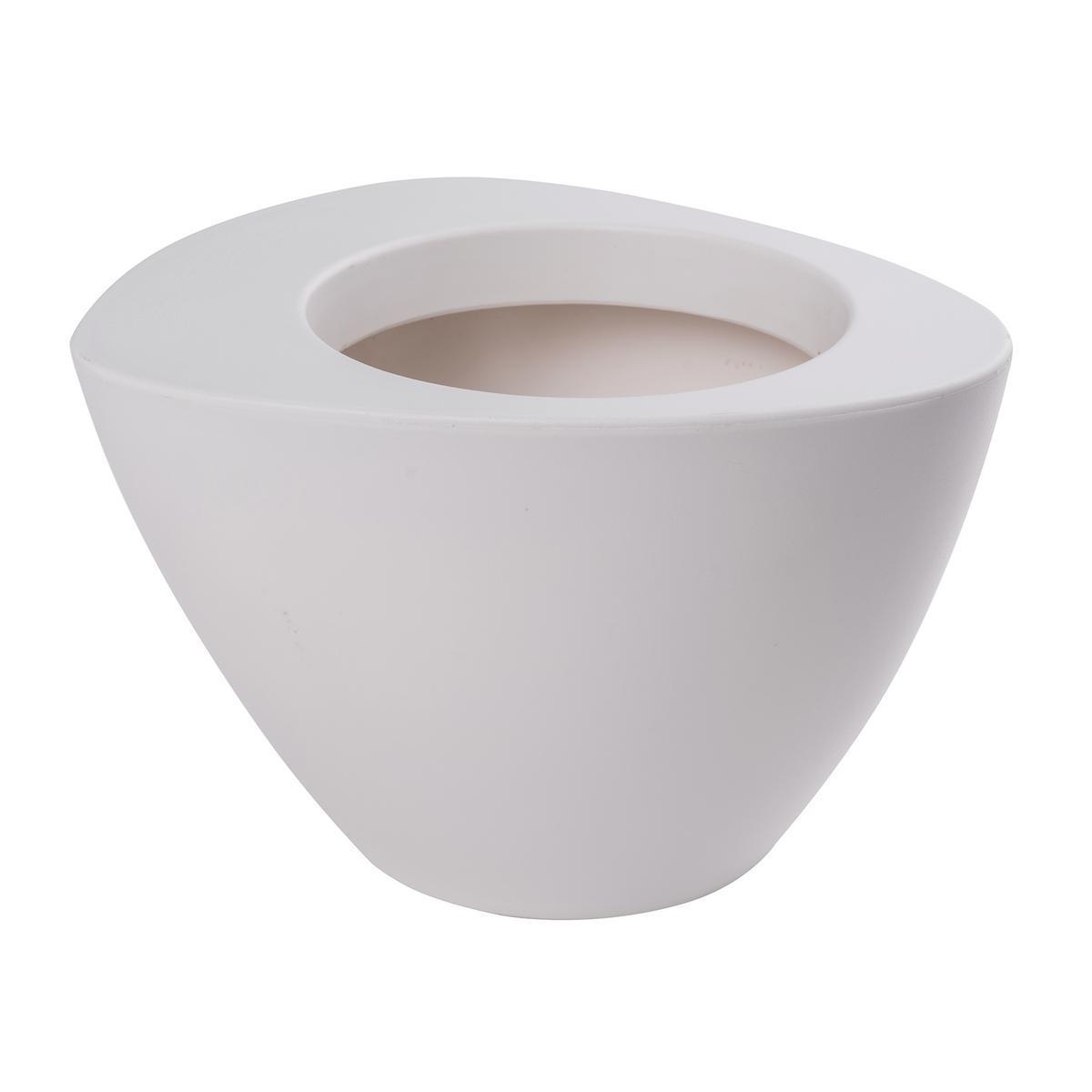 Pot à fleurs rond - Plastique - Ø 19,5 x H 12,5 cm - Blanc