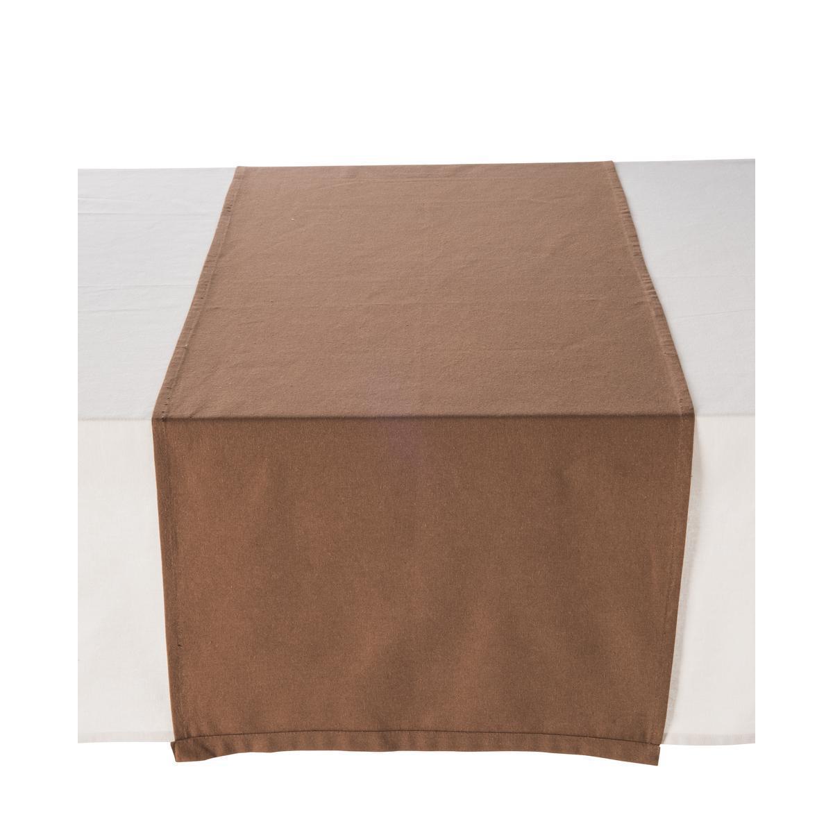 Chemin de table - 100 % coton - 50 x 150 cm - Marron