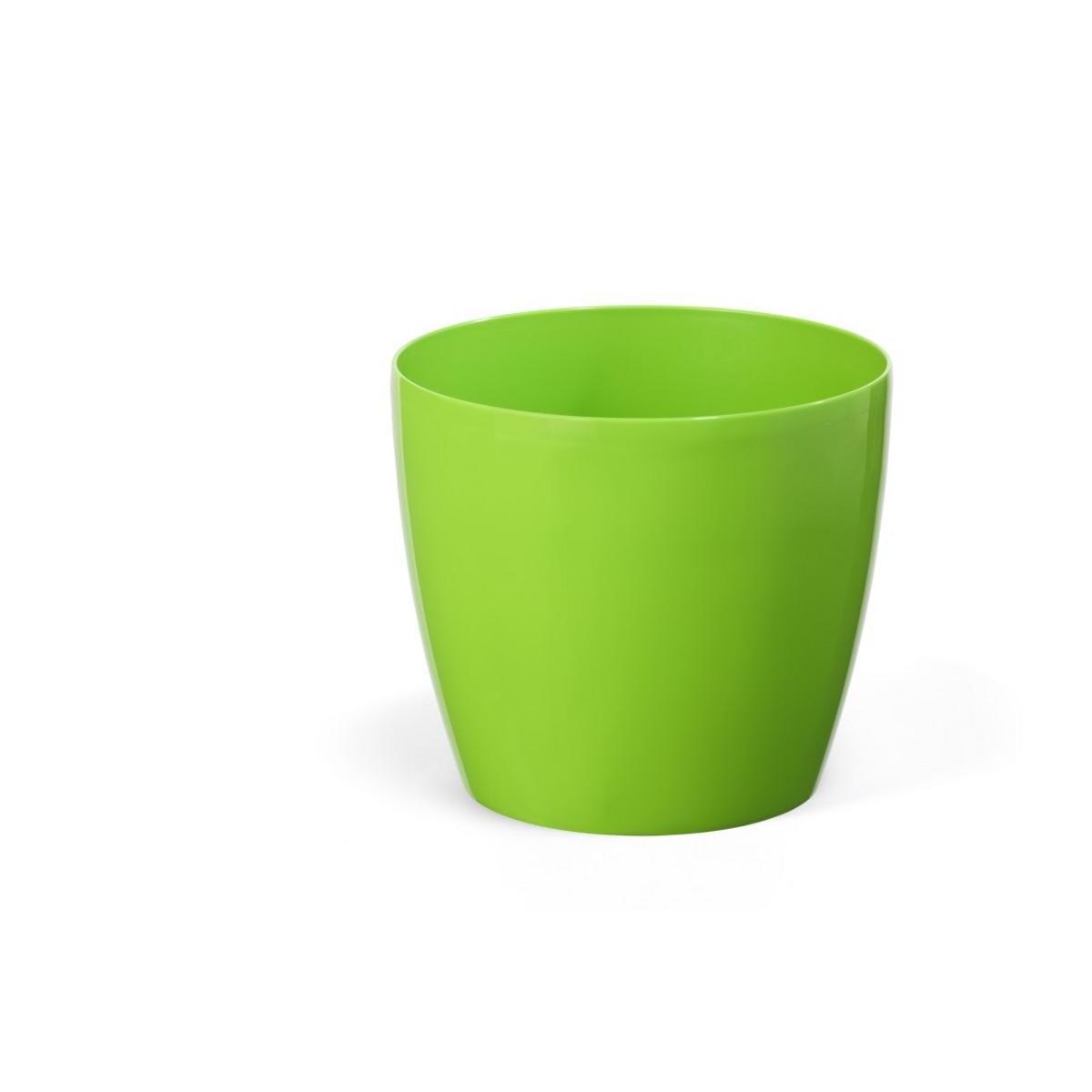 Pot à fleurs rond laqué - Plastique - Ø 25 cm x H 22 cm - Vert anis