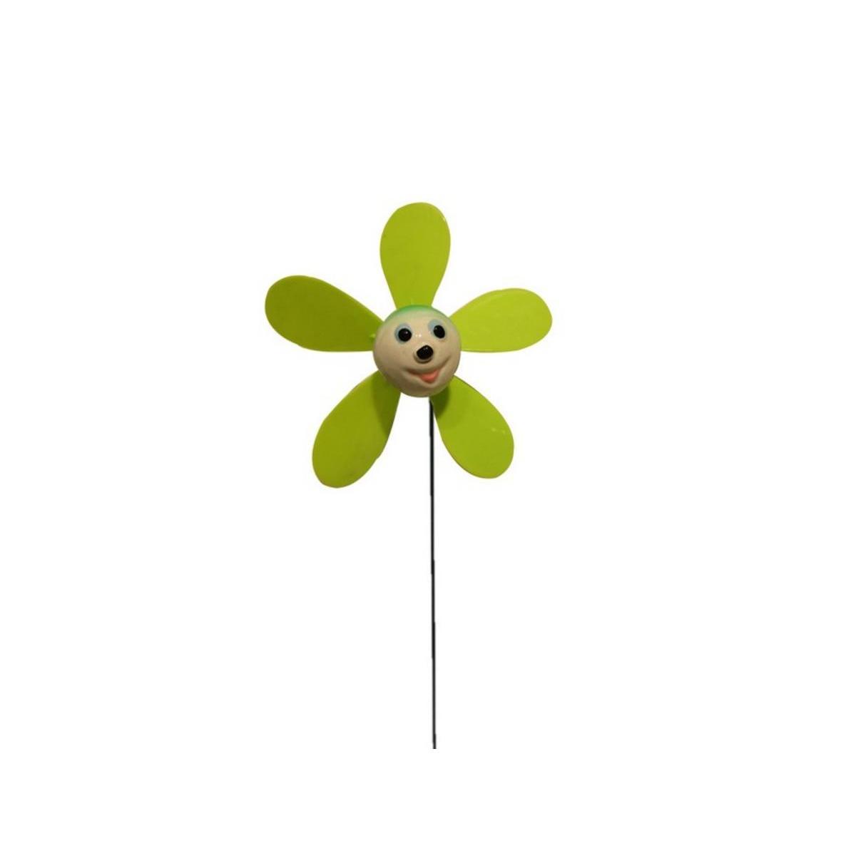 Libellule fleur décorative sur pique - Plastique - 7,5 x 10 x H 52 cm - Vert