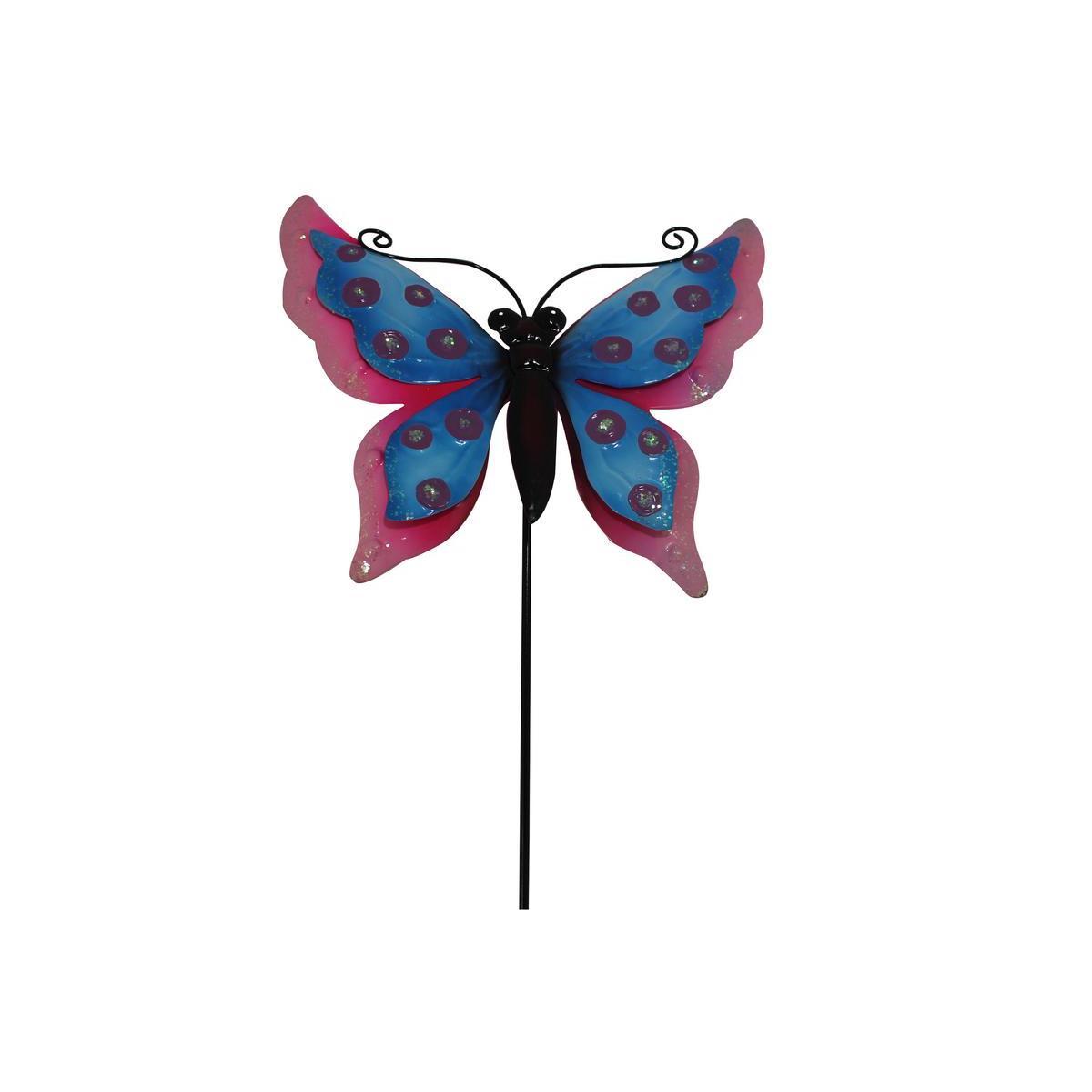 Papillon décoratif sur pique - Métal - 19 x 3 x H 86 cm - 3 modèles au choix