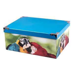 Boîte de rangement - Carton et métal - 39,5 x 29,5 x H 16,5 cm - Multicolore